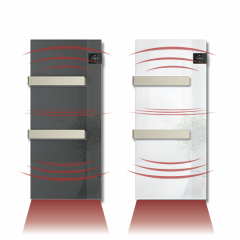 Electric towel warmer with glass surface and built-in fan heater - SILK EVO